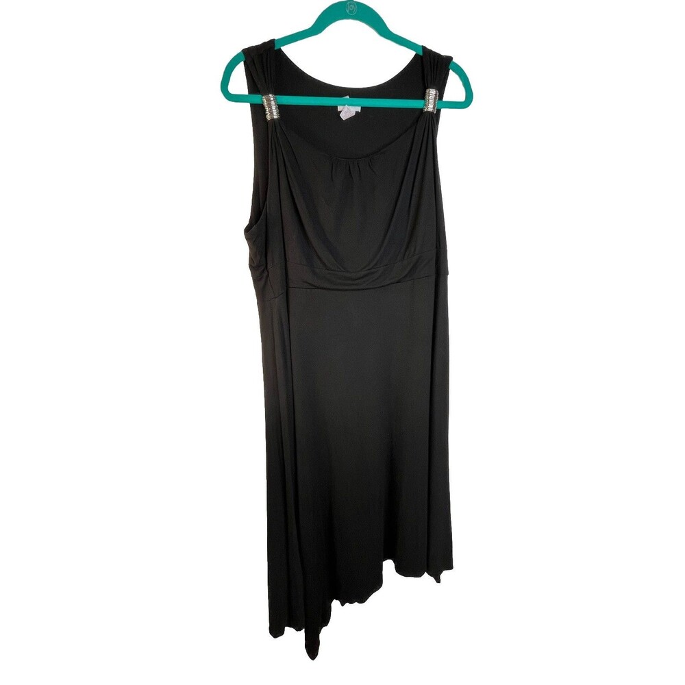 Chicos Grecian Black Flowy Dress Sz 3 16 18 Xl Boho Hippy Soft  (15)